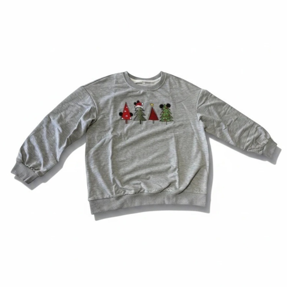 Jinting Christmas Crewneck Sweatshirt Women's Large Gray Graphic Print Winter